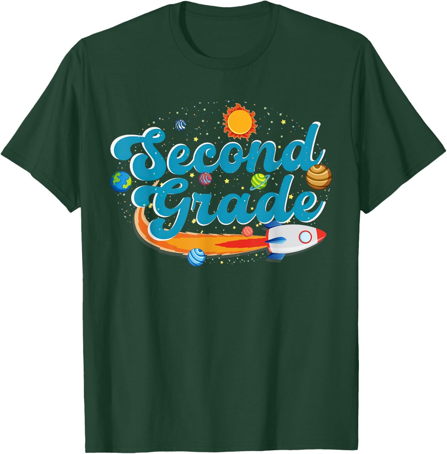 Second Grade Outer Space Solar System Planet 2nd Grade T-Shirt - T-Shirt | Forest