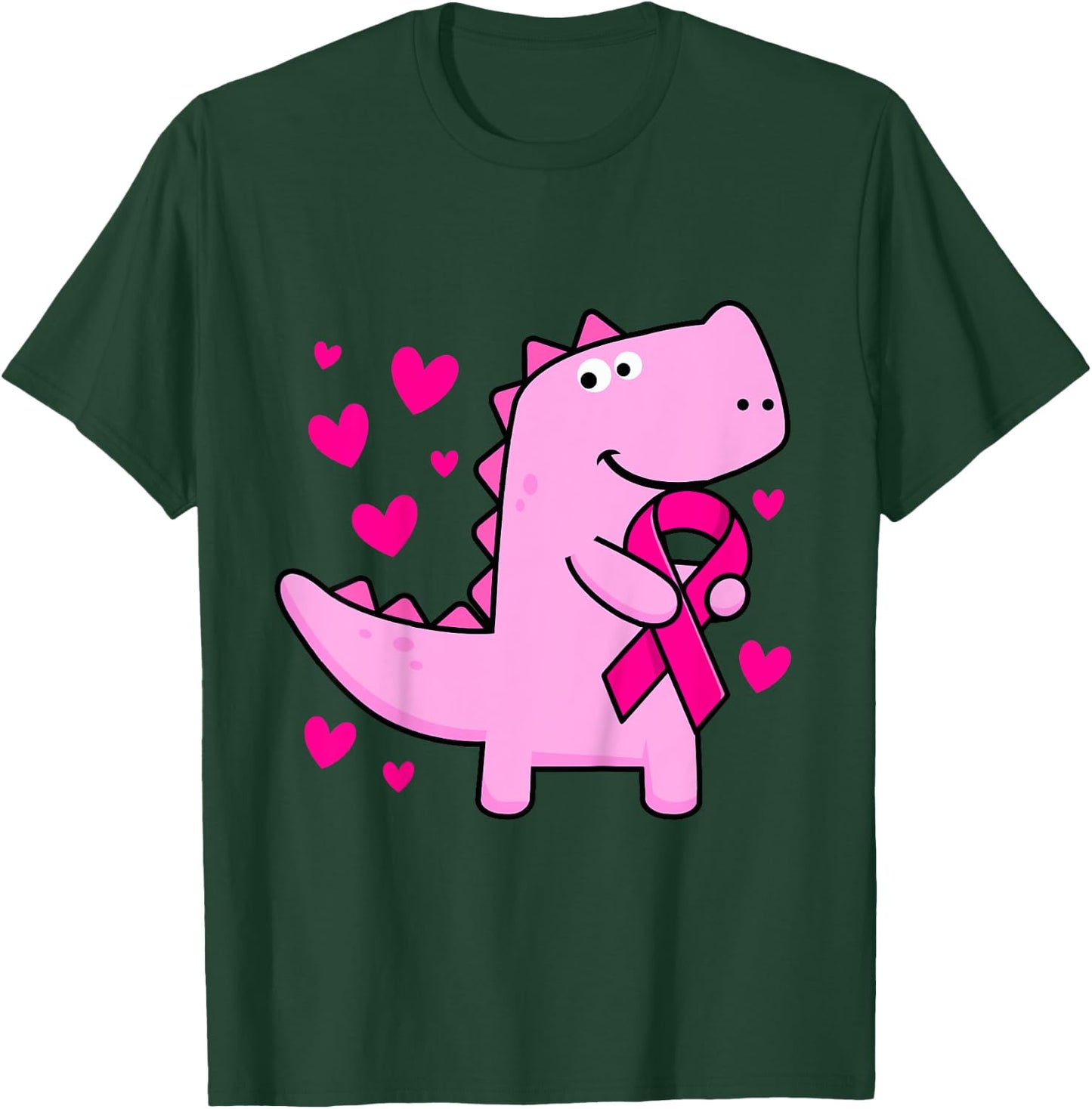 Kids Pink Ribbon T-Rex Kids Breast Cancer Awareness Boys Toddler T-Shirt - T-Shirt | Forest