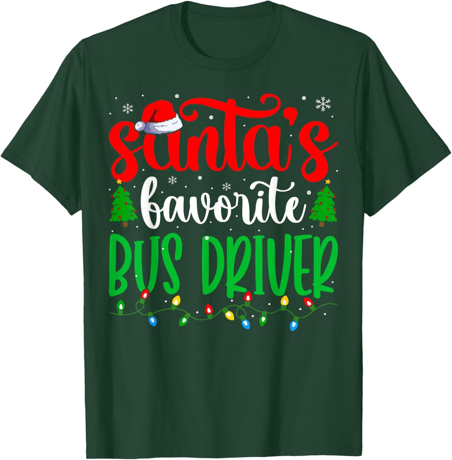 Bus Driver Santa Funny Bus Driver Christmas T-Shirt - T-Shirt | Forest