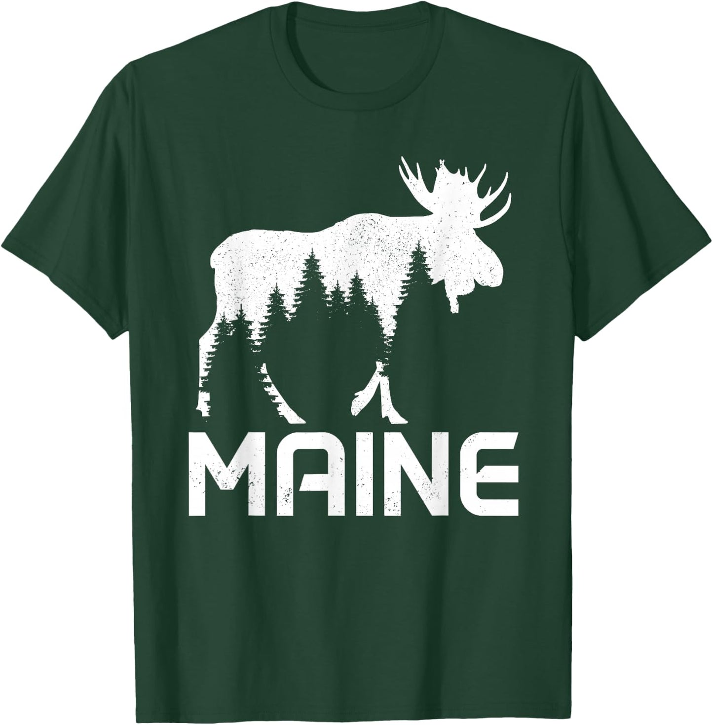 Maine Vintage Pride Souvenir Moose Nature Hiking T-Shirt - T-Shirt | Forest