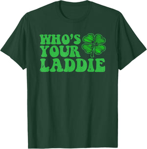 Vintage Style Who's Your Laddie Four Leaf Clover T-Shirt - T-Shirt | Forest