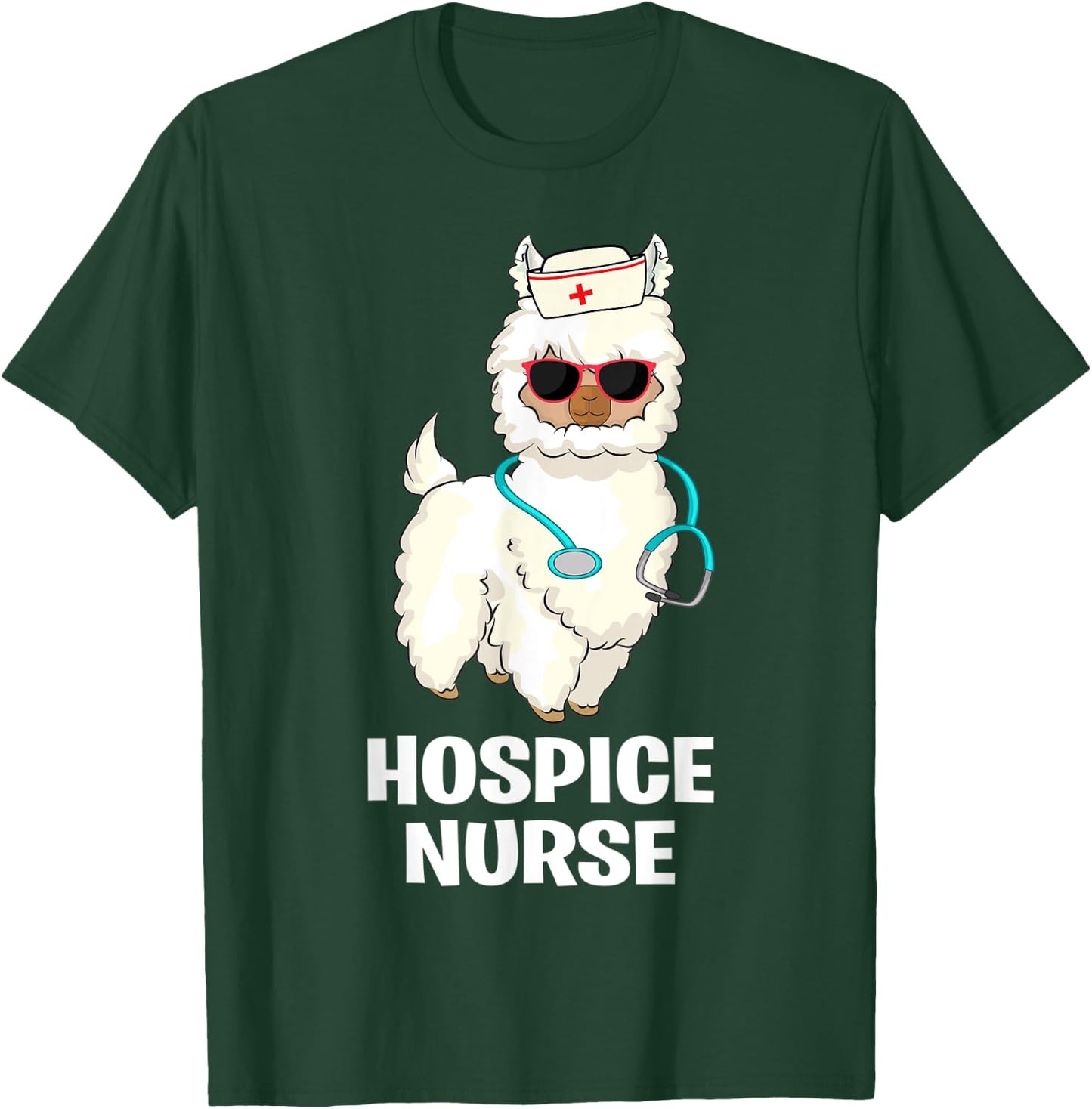 Funny Hospice Nurse Llama End of Life Palliative Nursing T-Shirt - T-Shirt | Forest