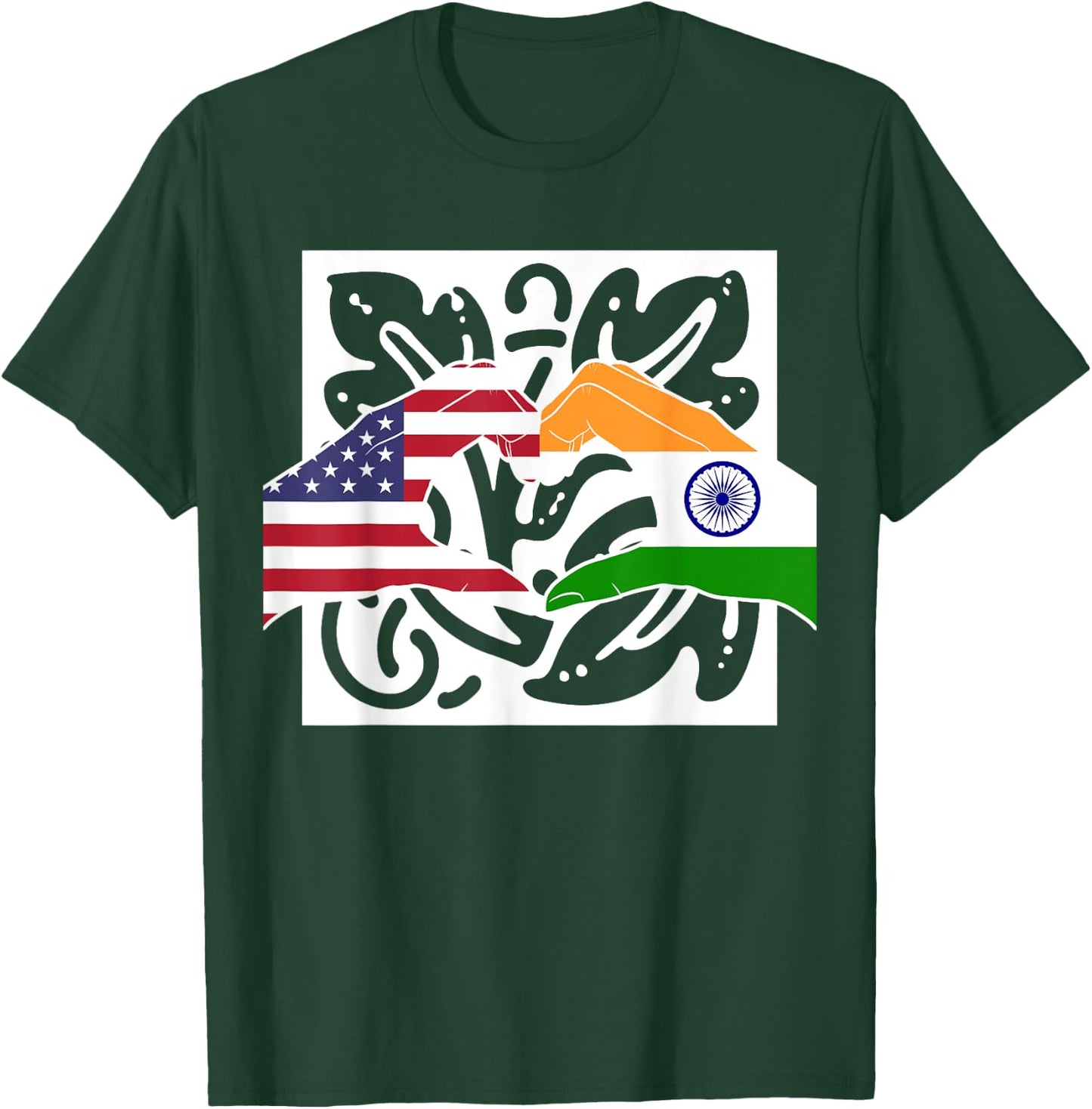 America USA American India Indian Mixed DNA Flag T-Shirt - T-Shirt | Forest