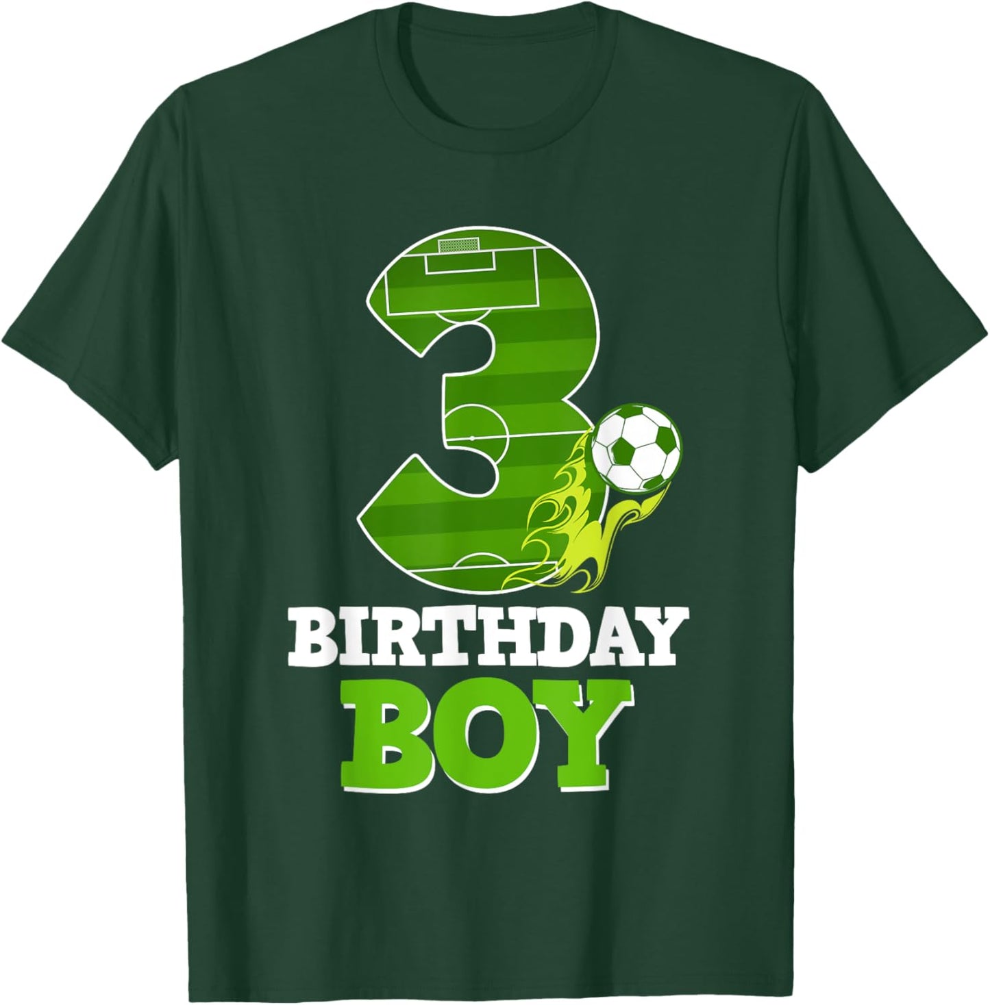 Happy 3rd Birthday Boy Soccer Lover 3 Yrs Old B-day T-Shirt - T-Shirt | Forest