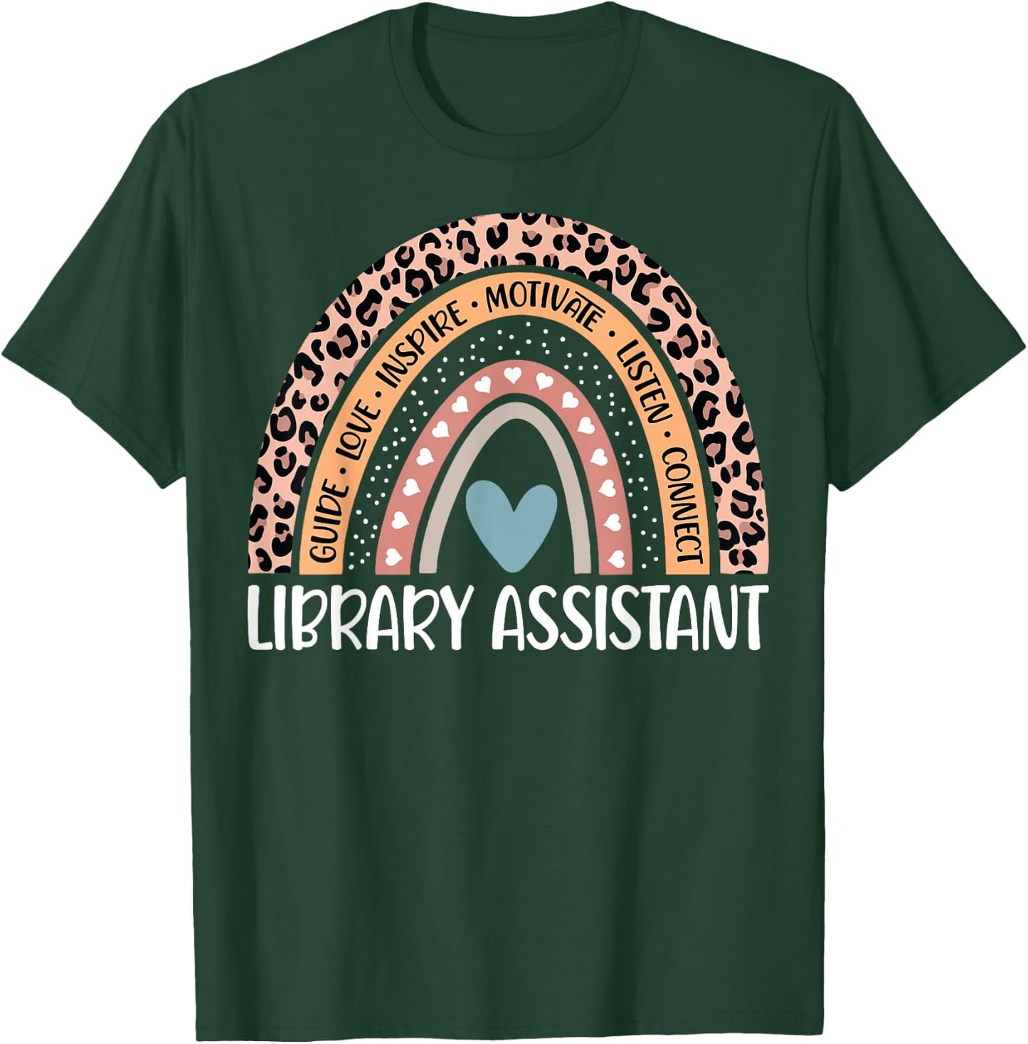 Library Assistant 100th Day Of School Librarian Rainbow T-Shirt - T-Shirt | Forest