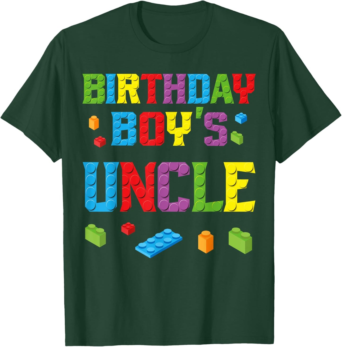 Master Builder Birthday Boy's Uncle Building Bricks Blocks T-Shirt - T-Shirt | Forest