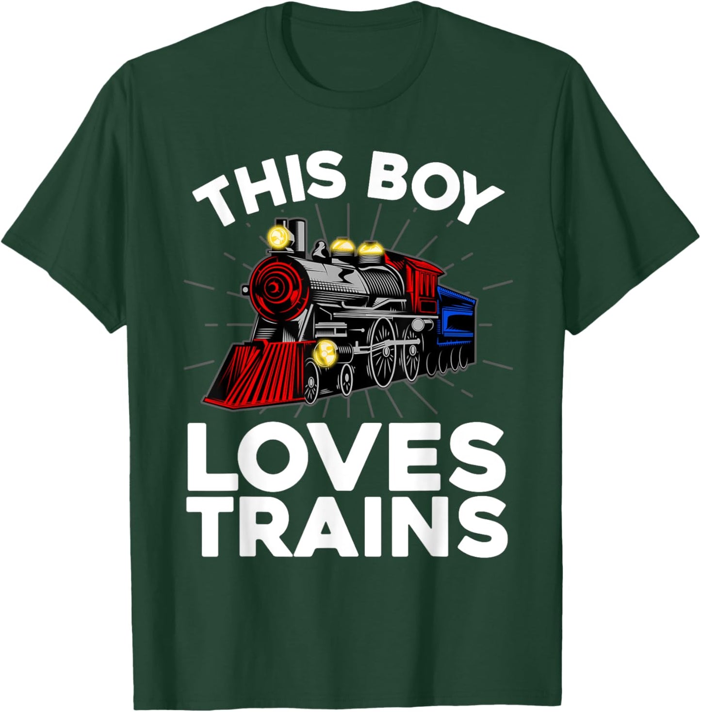 Cool Train Art For Boys Kids Toddlers Train Lovers Railroad T-Shirt - T-Shirt | Forest