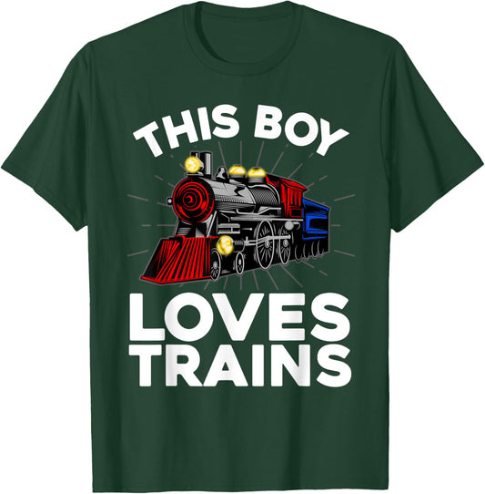Cool Train Art For Boys Kids Toddlers Train Lovers Railroad T-Shirt - T-Shirt | Forest