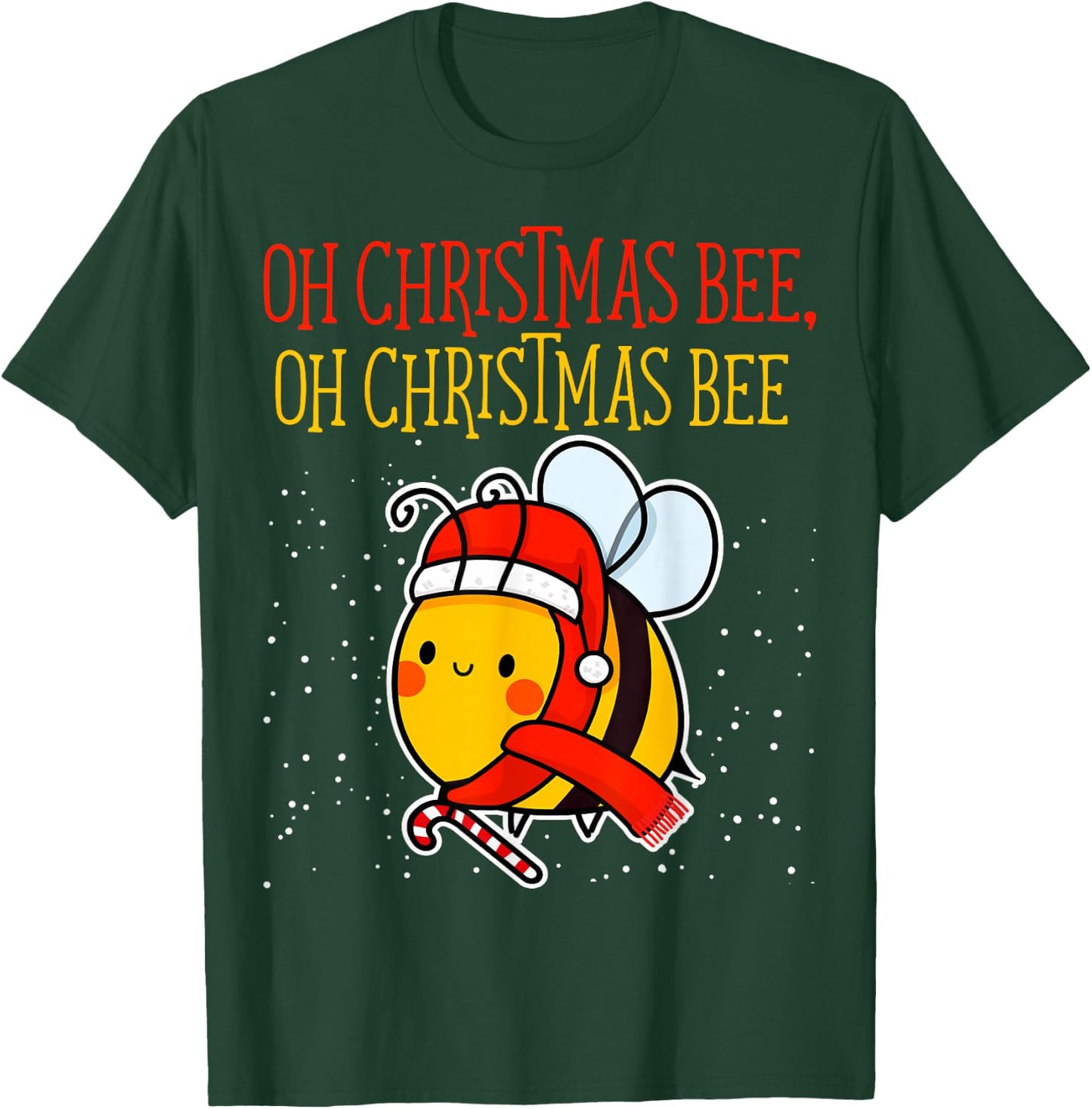 Oh Christmas Bee Wrapped with Lights Funny Apparel T-Shirt - T-Shirt | Forest