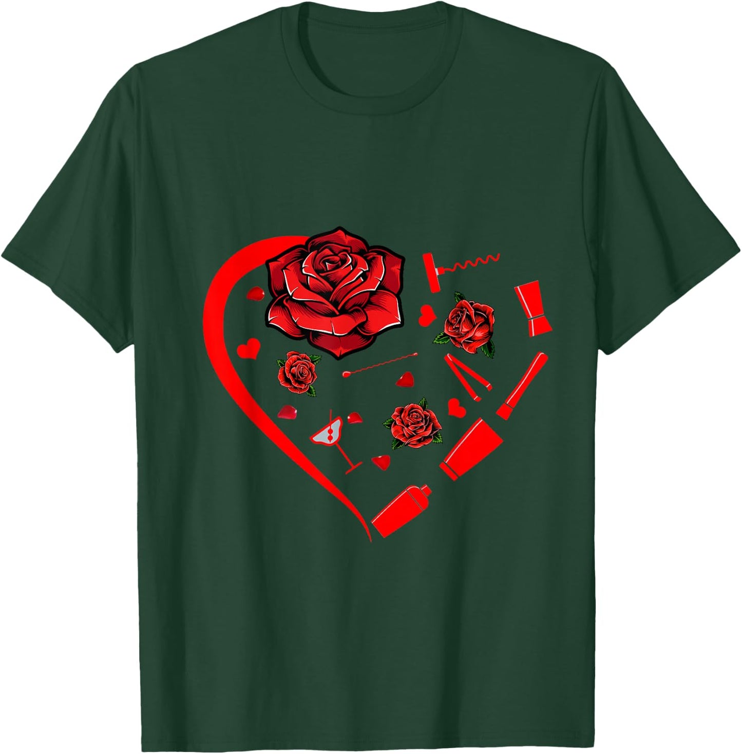 Bartender Tools Flowers Heart Shape Funny Valentine Family T-Shirt - T-Shirt | Forest