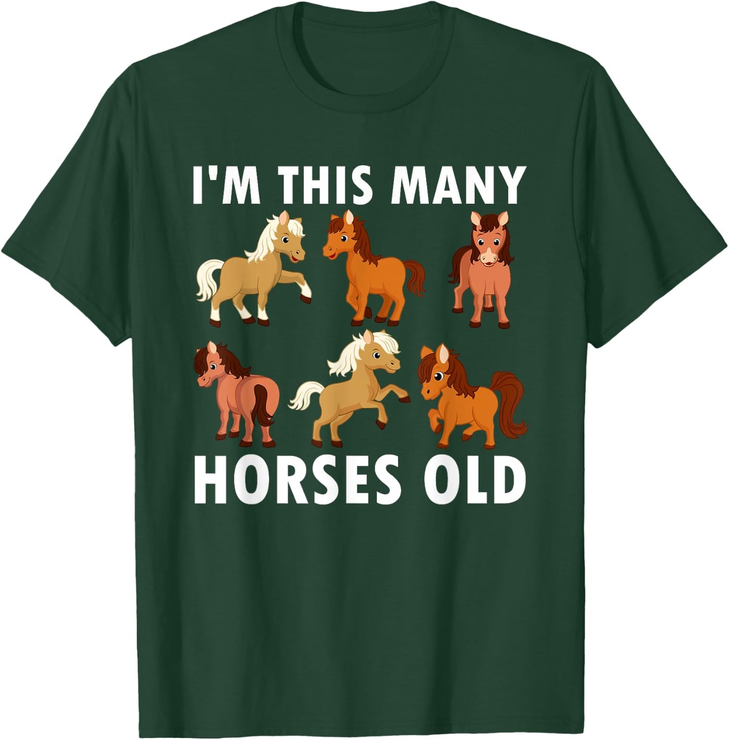 6 Years Old Girl Horses Old 6th Birthday Kids T-Shirt - T-Shirt | Forest
