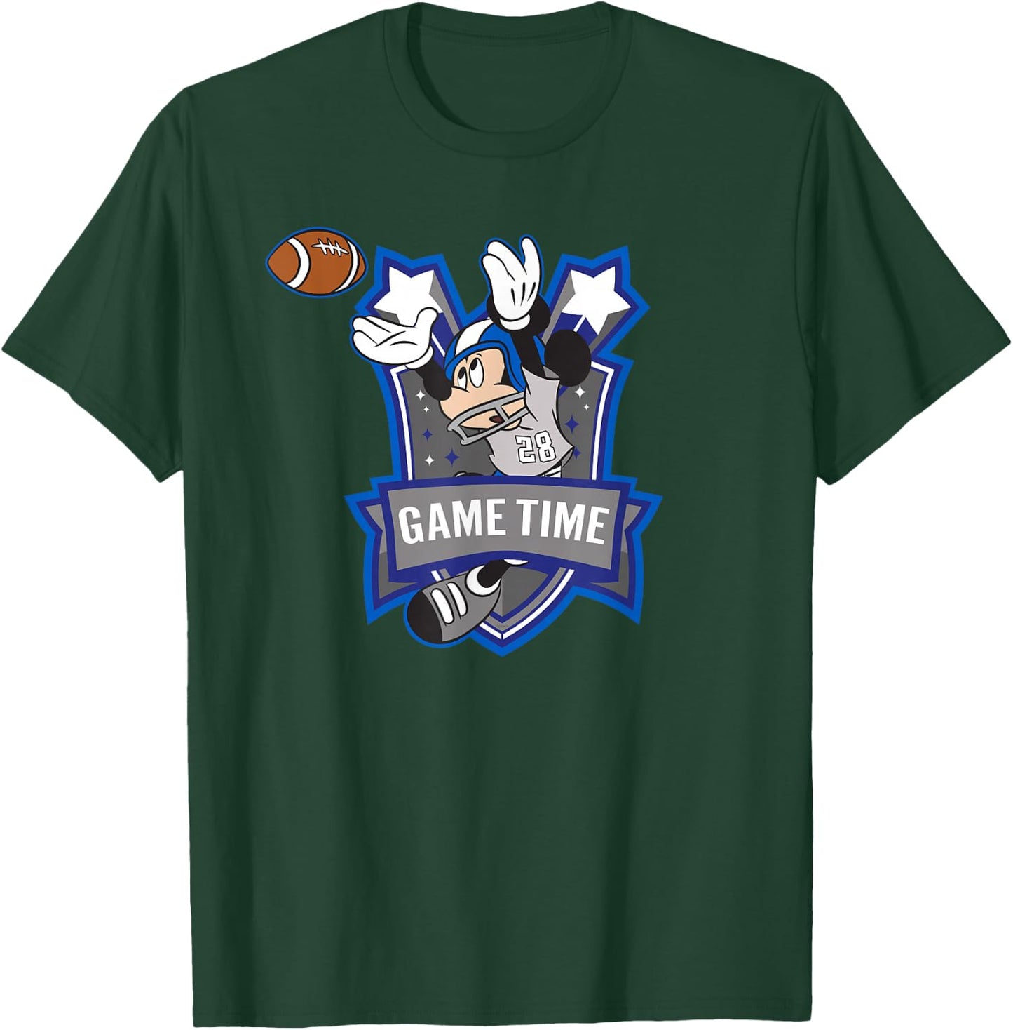 Disney Mickey Mouse #28 Game Time Football Catch Sports T-Shirt - T-Shirt | Forest