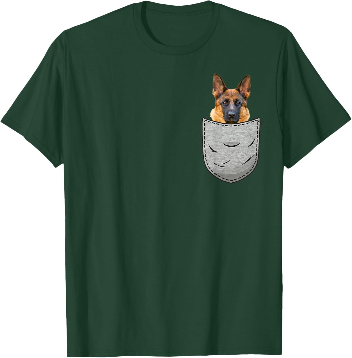 German Shepherd Dog Chest Pocket for Dog Owners T-Shirt - T-Shirt | Forest