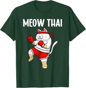 Funny Meow Thai Design Women Muay Thai Boxing Lovers T-Shirt - T-Shirt | Forest