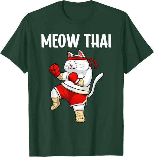 Funny Meow Thai Design Women Muay Thai Boxing Lovers T-Shirt - T-Shirt | Forest