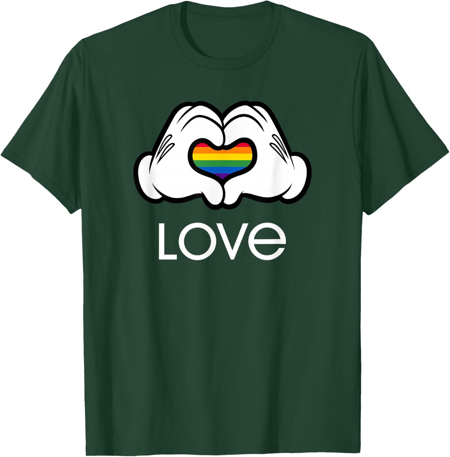 Disney Mickey And Friends Hands Rainbow Heart Love T-Shirt - T-Shirt | Forest