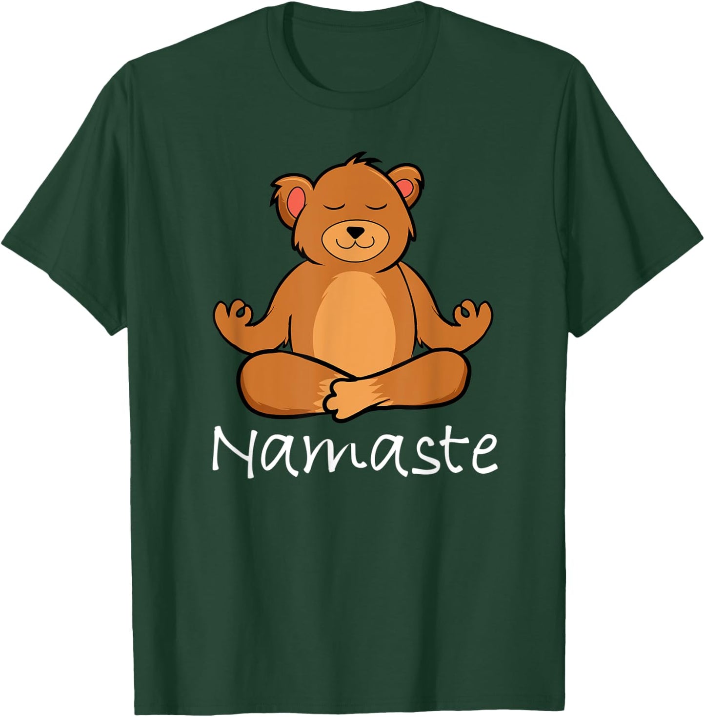 Adorable Cartoon Bear In Yoga Pose Or Meditating Namaste T-Shirt - T-Shirt | Forest