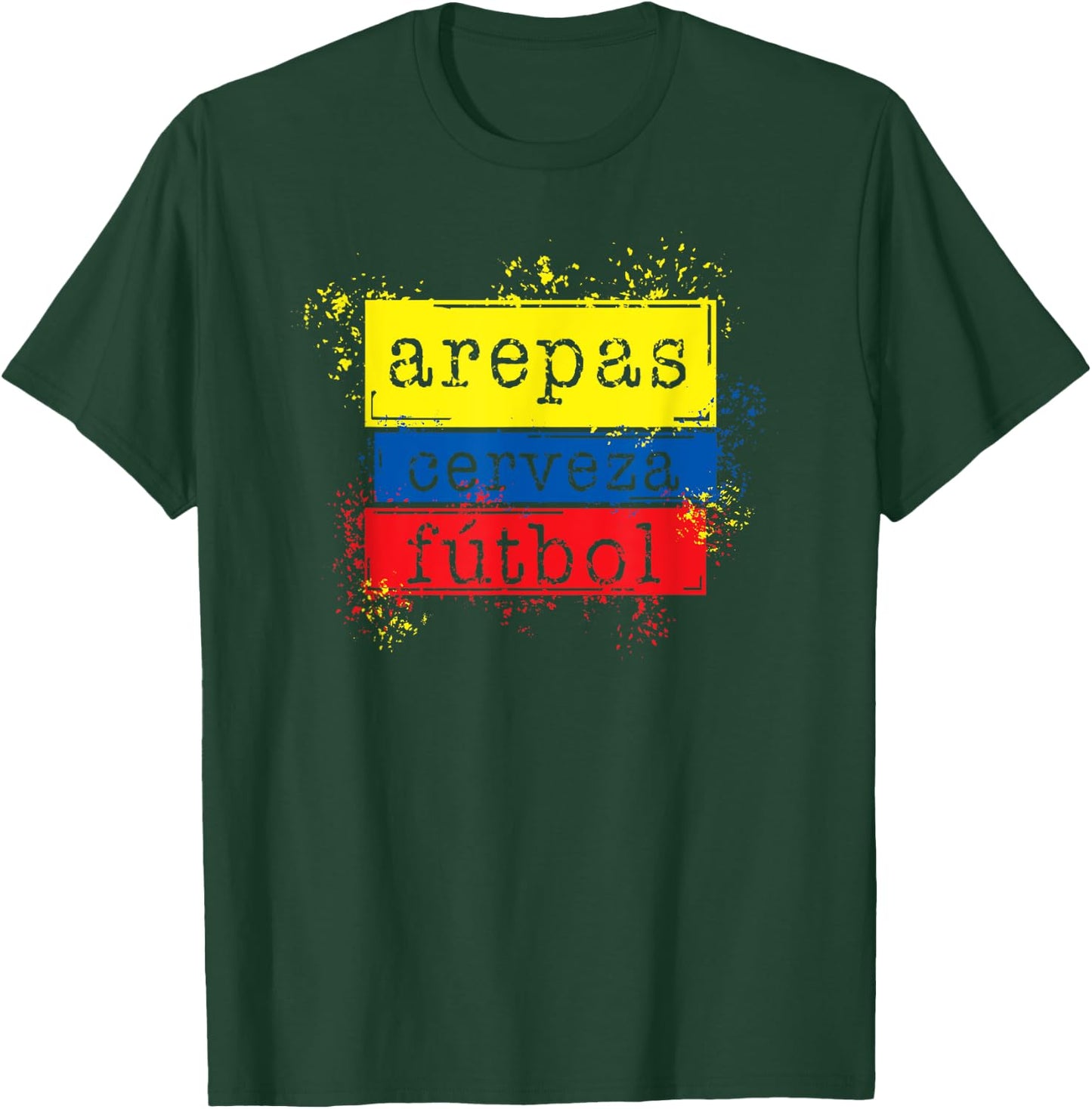 Arepas Cerveza Futbol Colombia Flag Soccer T-Shirt - T-Shirt | Forest