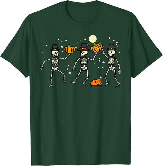 Thanksgiving Dancing Skeletons Fall Men Women Kids Toddler T-Shirt - T-Shirt | Forest