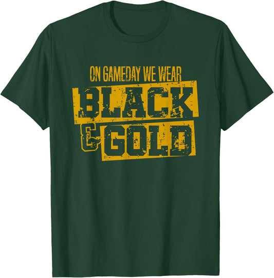 Black Gold Game Day Group for High School Football Sports T-Shirt - T-Shirt | Forest