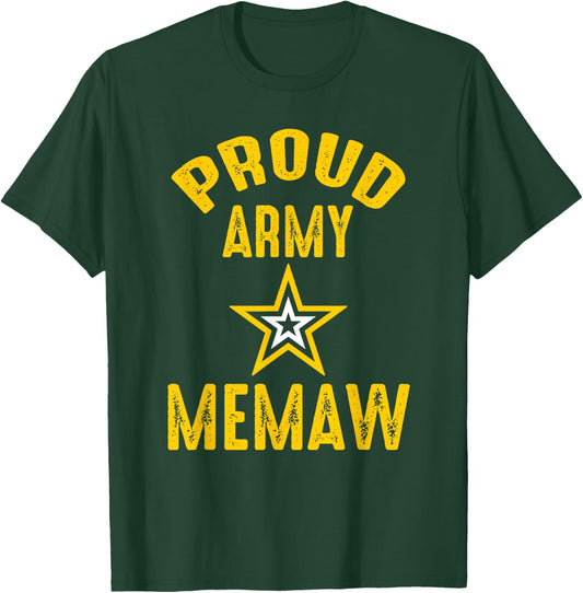 Vintage Proud Army MEMAW Veterans Family Reunion Match T-Shirt - T-Shirt | Forest