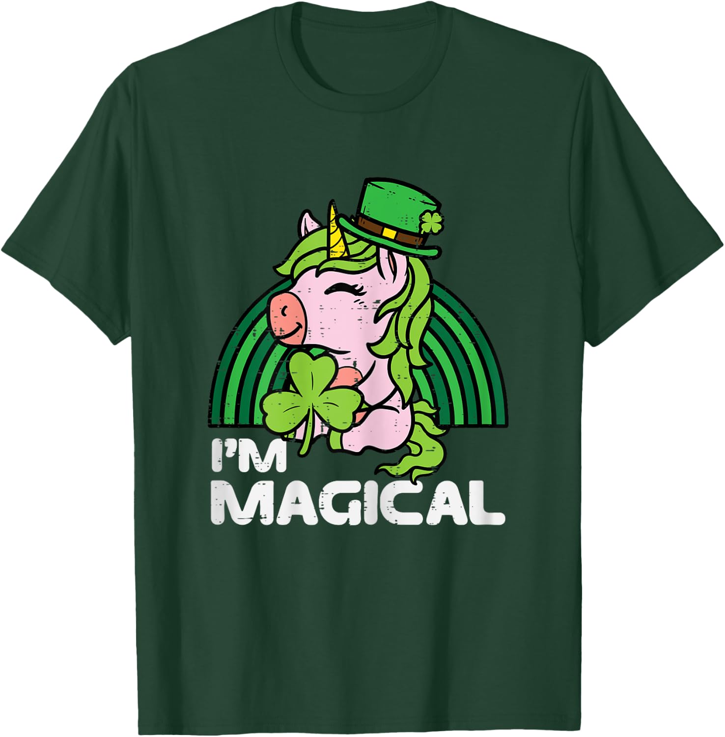 St Patricks Day Unicorn Im Magical Irish Girls Kids Toddlers T-Shirt - T-Shirt | Forest