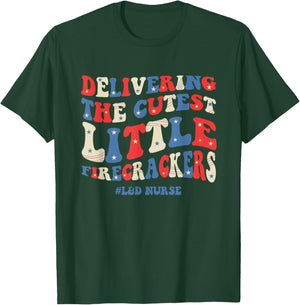 Groovy 4th Of July Labor And Delivery Nurse Patriotic Nurse T-Shirt - T-Shirt | Forest
