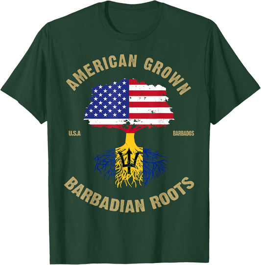 Barbados Bajan Barbadian Heritage Proud Half Barbadian Flag T-Shirt - T-Shirt | Forest