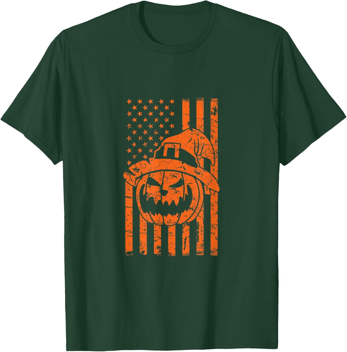 Grunge American flag with Pumpkin Halloween Kids Men T-Shirt - T-Shirt | Forest