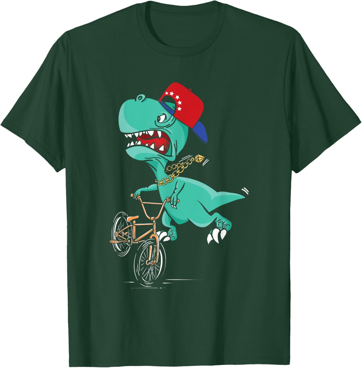 Funny T-Rex Dino Cyclist | BMX MTB Biking | Bike Cycling T-Shirt - T-Shirt | Forest