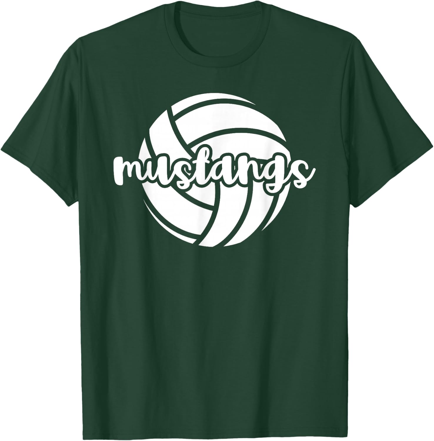 Mustangs Volleyball Team Mascot School Spirit Game Night T-Shirt - T-Shirt | Forest