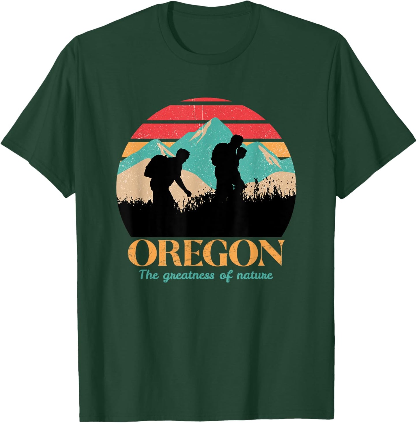 Oregon Hiking Mountains - Retro Aesthetic Design - Classic T-Shirt - T-Shirt | Forest
