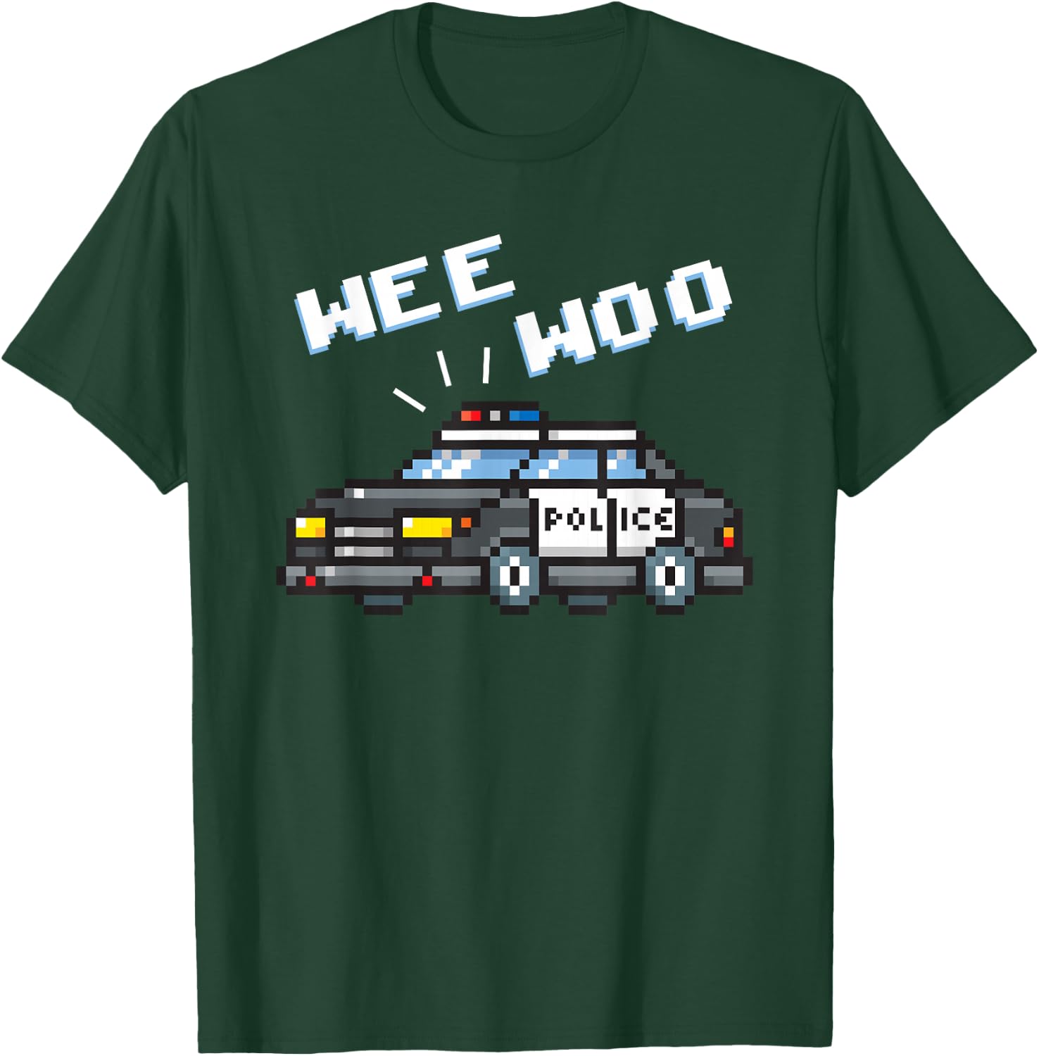 Wee Woo Pixelate Style Art Police Car T-Shirt - T-Shirt | Forest