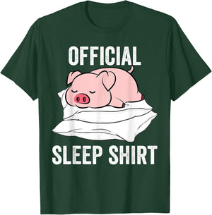 Official Sleep Shirt Sleeping Cute Pig Piggy Farmer T-Shirt - T-Shirt | Forest