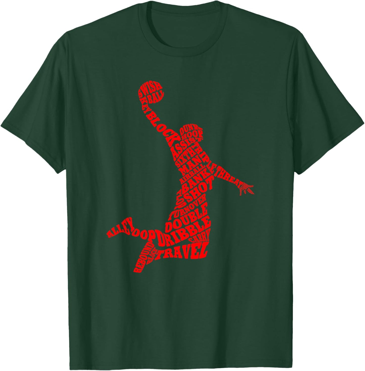 Basketball Player Typography Word Art T-Shirt - T-Shirt | Forest