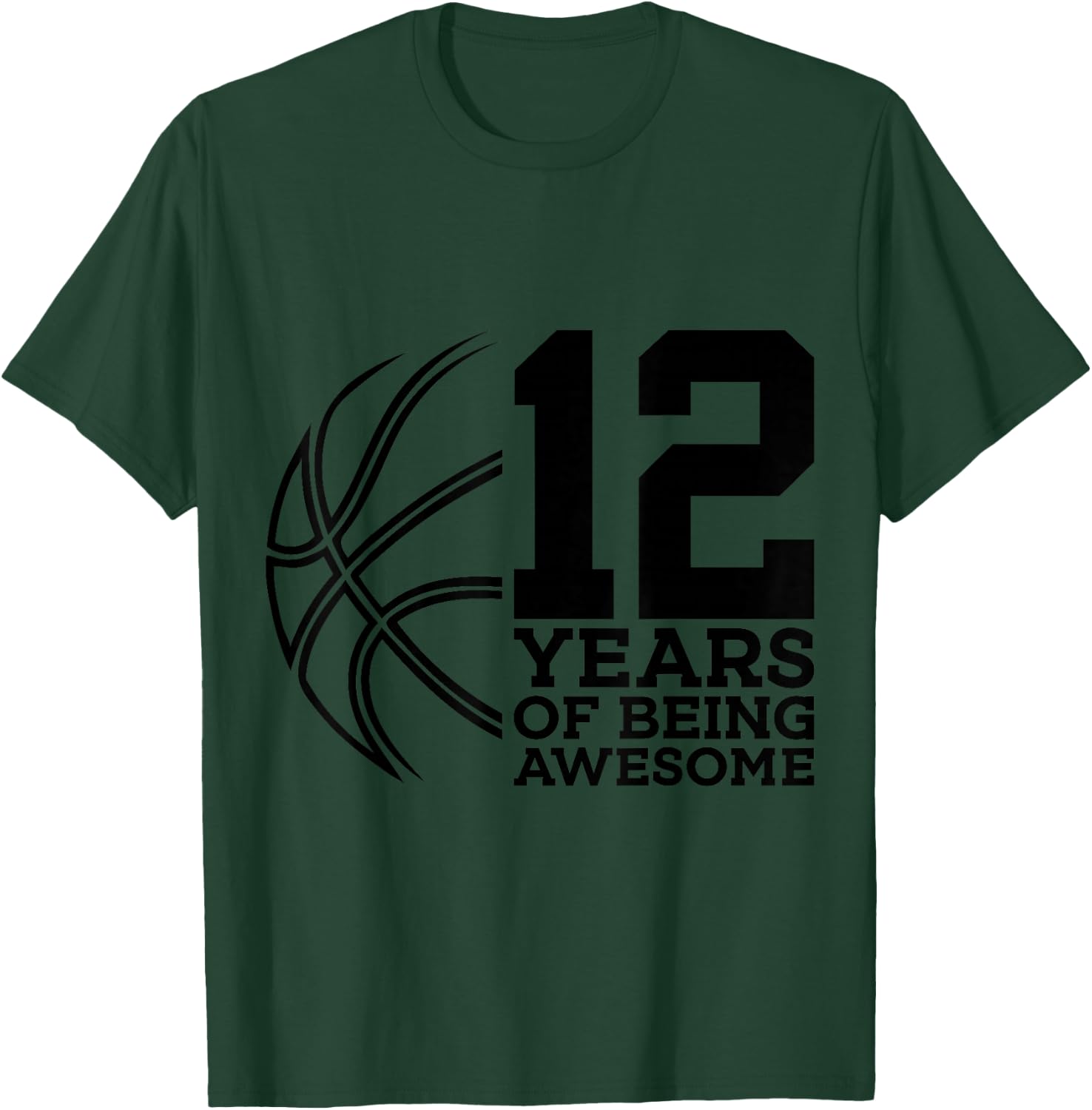 12 Years of Being Awesome Basketball 12th Birthday T-Shirt - T-Shirt | Forest