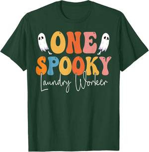 One Spooky Laundry Worker Groovy Funny Ghost Boo Halloween T-Shirt - T-Shirt | Forest