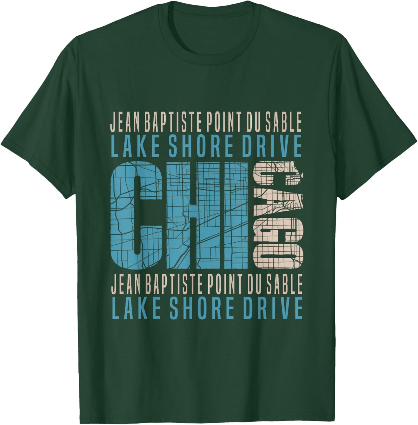 Chicago Jean Baptiste Point du Sable Lake Shore Drive T-Shirt - T-Shirt | Forest