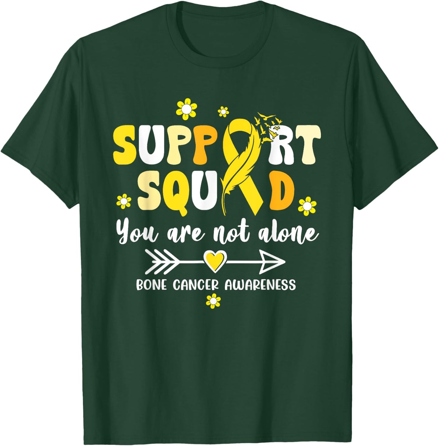 Groovy Support Squad Yellow Ribbon Bone Cancer Awareness T-Shirt - T-Shirt | Forest