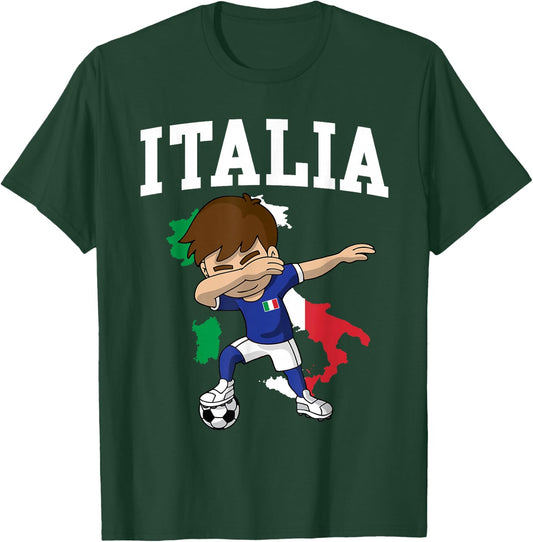 Italia Soccer Boy Italian Italy Flag Map Sports Team Coach T-Shirt - T-Shirt | Forest