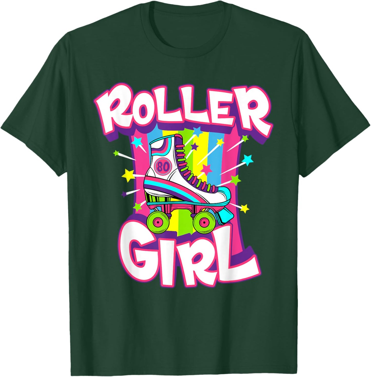 Roller Girl Funny 70s Vintage Roller Skate Seventies Costume T-Shirt - T-Shirt | Forest
