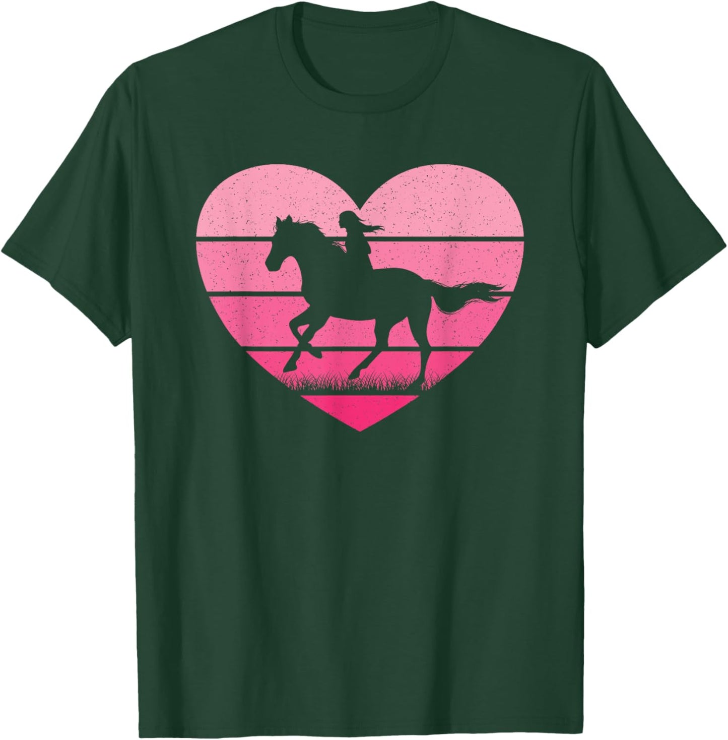 Cute Pink Retro Horse Heart Horseback Riding Horse Western T-Shirt - T-Shirt | Forest