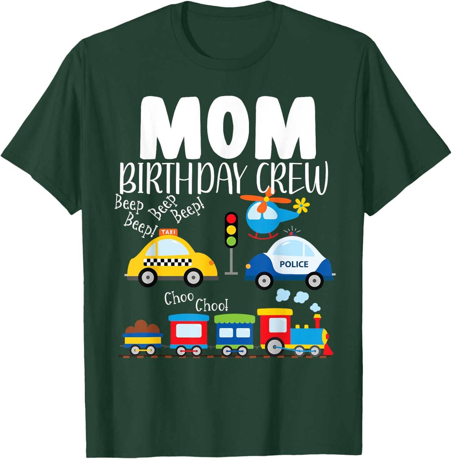 Mom Birthday Crew Trucks Train Birthday Party Toddler Bday T-Shirt - T-Shirt | Forest