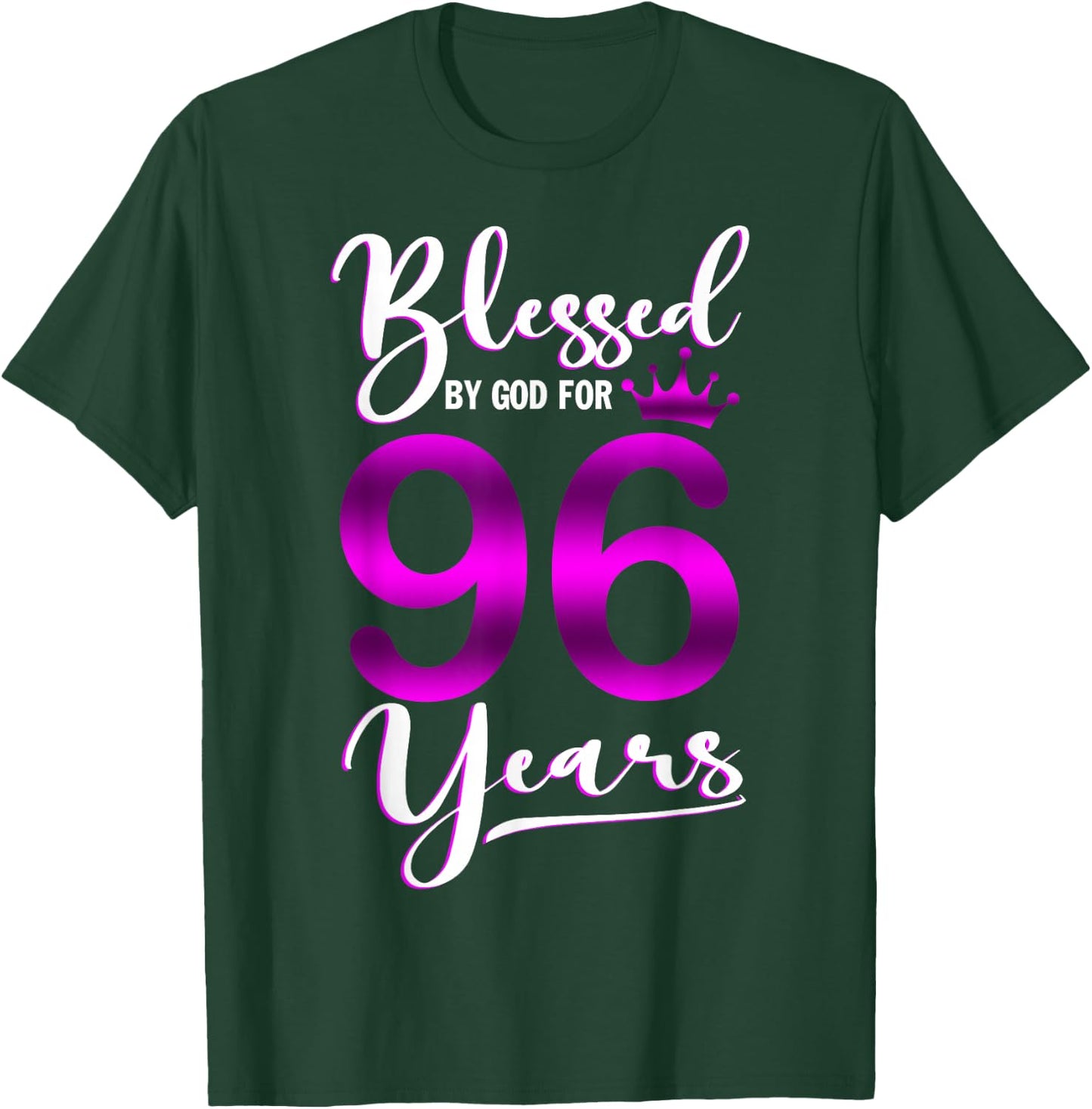 Vintage Blessed by God For 96 Years Old Happy 96th Birthday T-Shirt - T-Shirt | Forest
