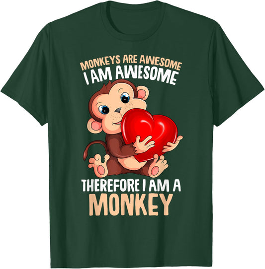 Monkeys Are Awesome Girls Kids Monkey T-Shirt - T-Shirt | Forest