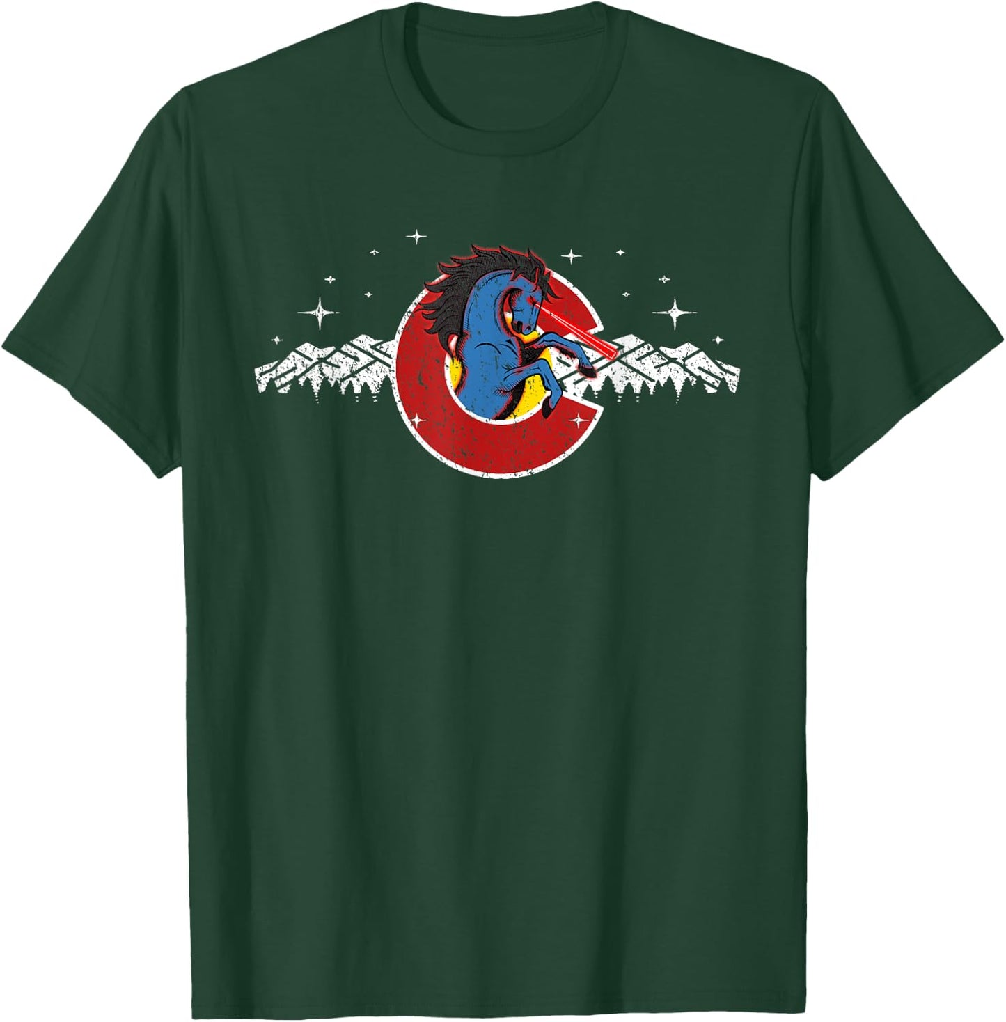 Colorado Blucifer Demon Horse T-Shirt - T-Shirt | Forest