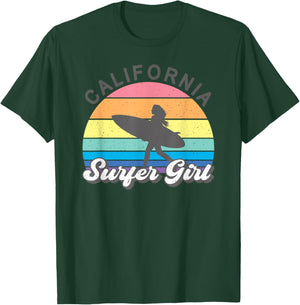 Surfer Girl California Surfing Surf Beach Women Cute Summer T-Shirt - T-Shirt | Forest