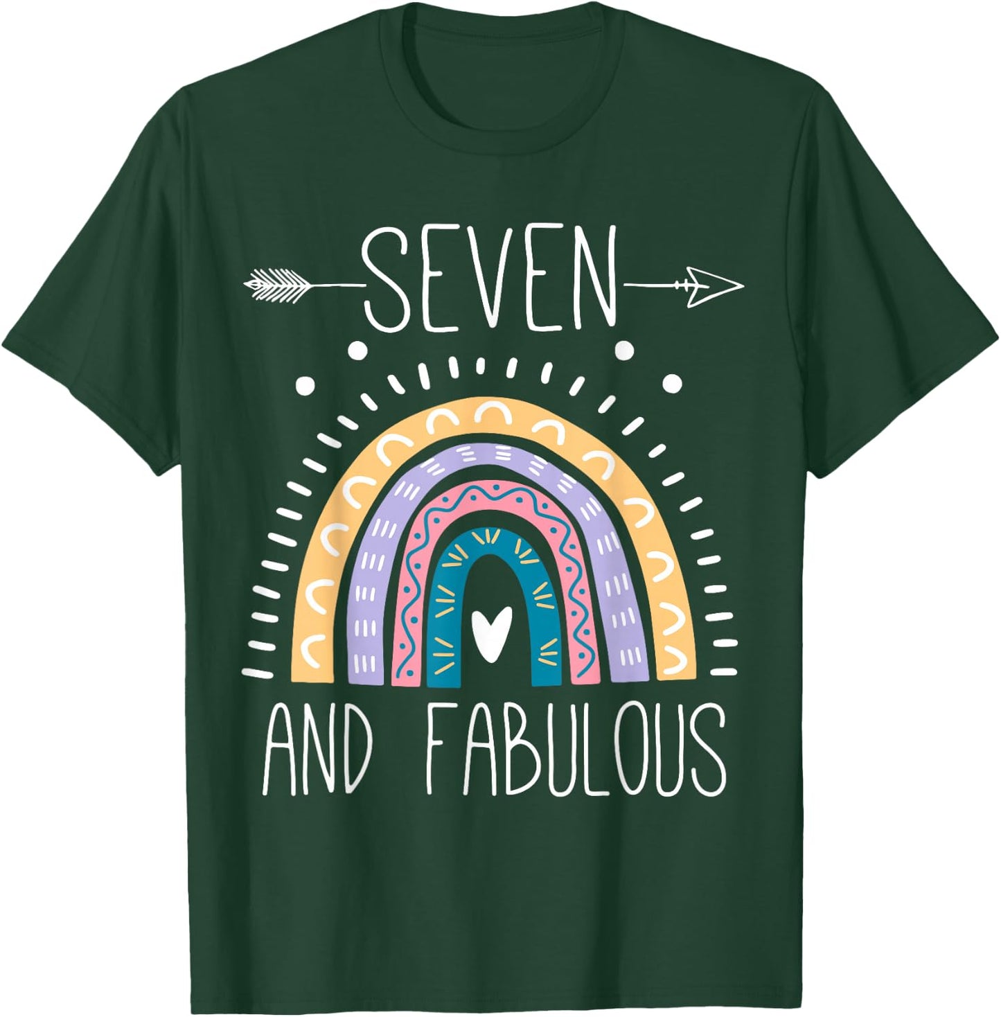 Seven And Fabulous 7th Birthday Gifts 7 Year Girls Rainbow T-Shirt - T-Shirt | Forest