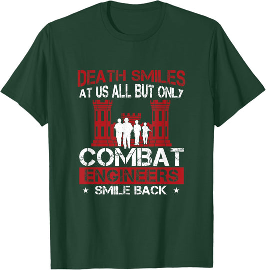 Death Smiles At Us All Funny Combat Engineer Military Sapper T-Shirt - T-Shirt | Forest