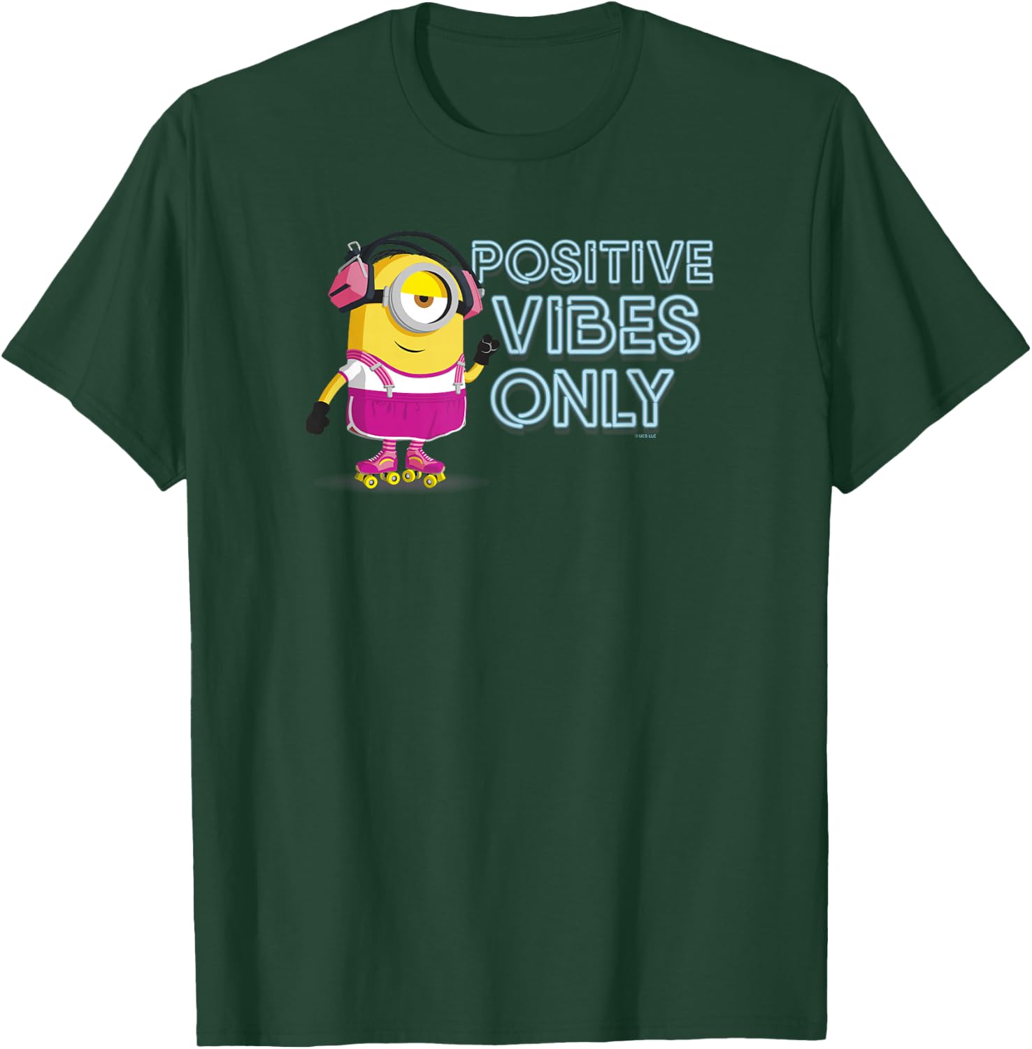 Minions Stuart Roller Skating Positive Vibes Only T-Shirt - T-Shirt | Forest
